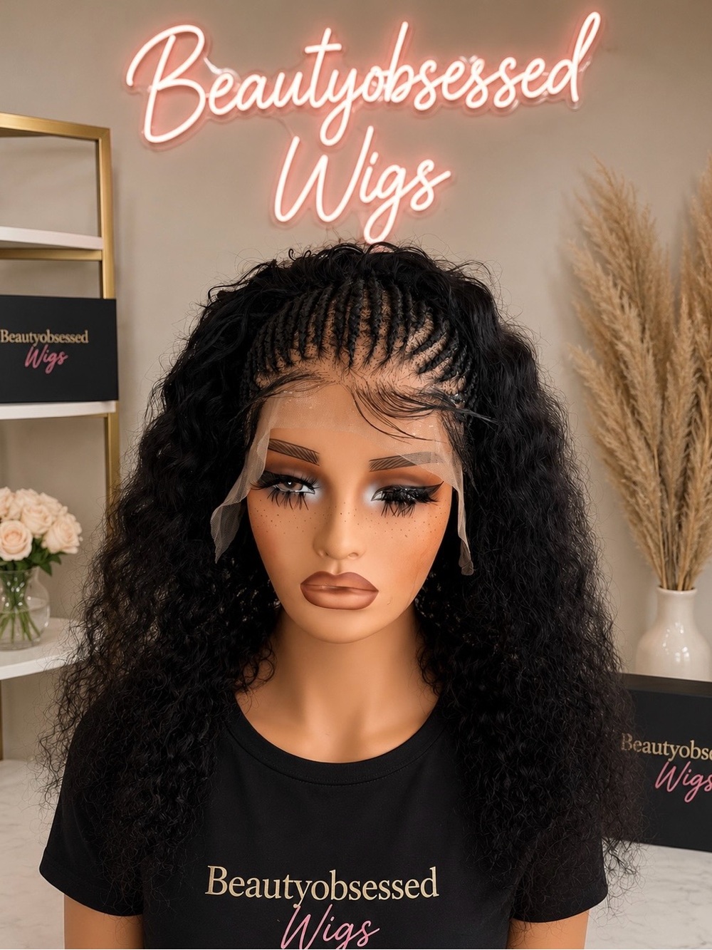Conrow Half wig. Curly human hair